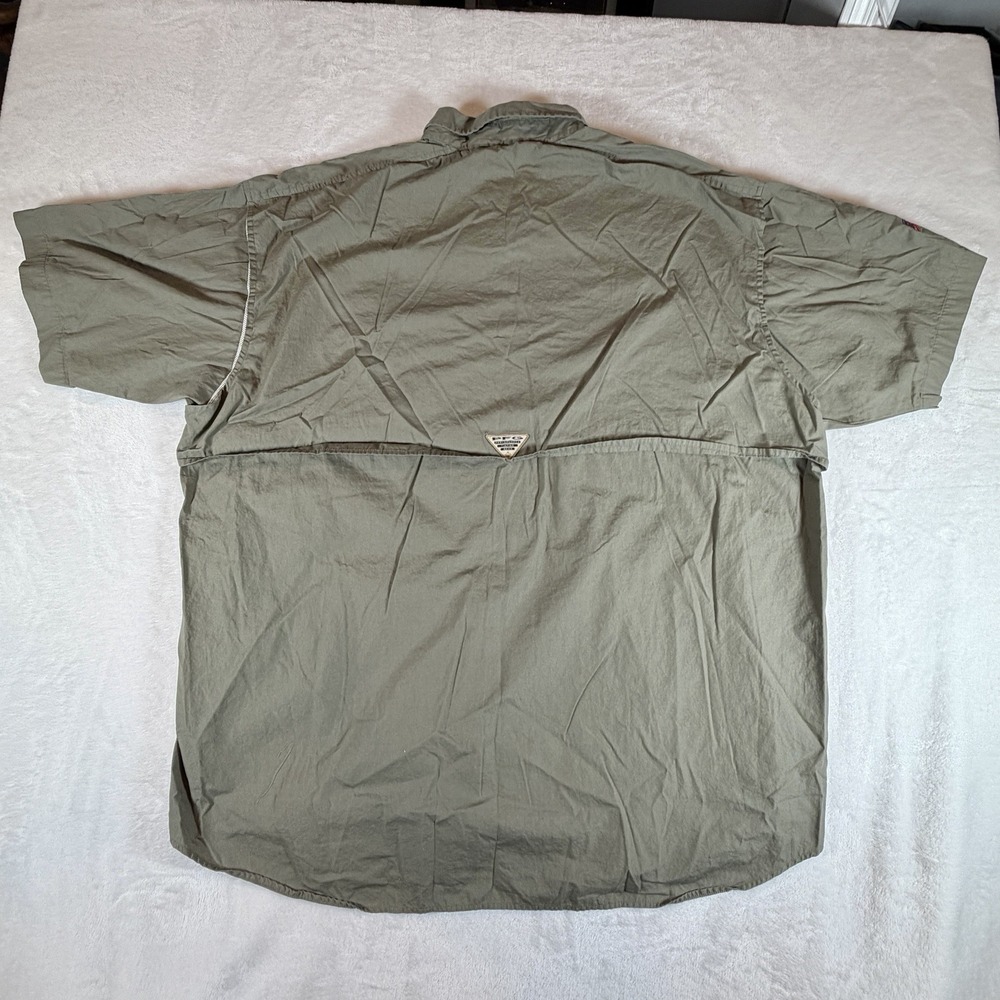 Columbia PFG Tamiami Fishing Shirt Mens Sz 2XL Green Short Sleeve UPF40 - Picture 4 of 10